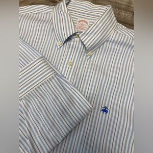 Brooks Brothers Button Down Supima Cotton Shirt Men's Large Striped Blue White